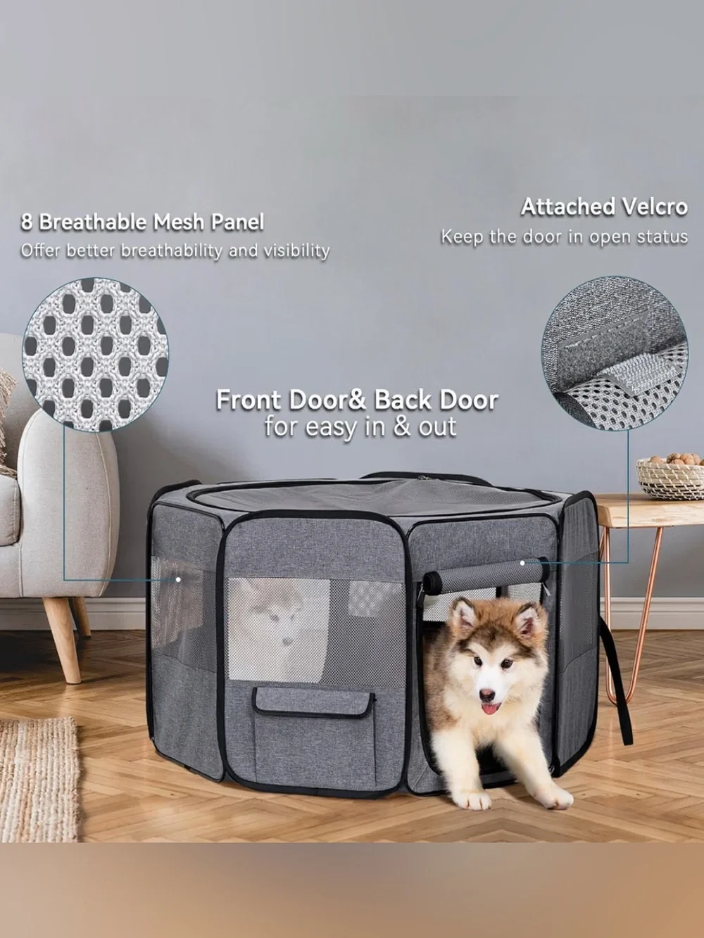 Like New Grey Collapsible Dog Playpen (36